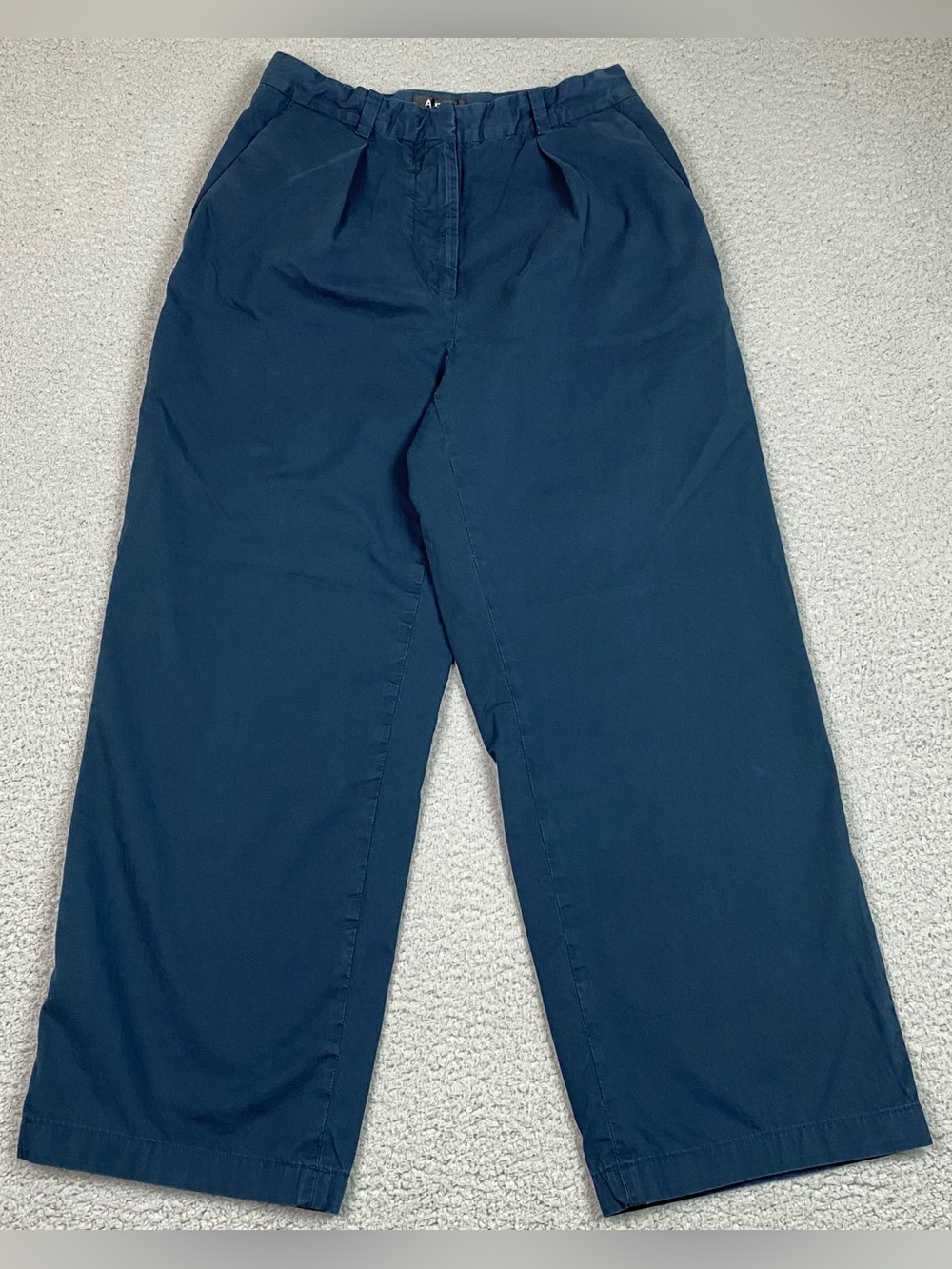 A.P.C. Wide Leg Chino Pants Women's Size 36 Navy Blue Cotton Rue Madame Paris